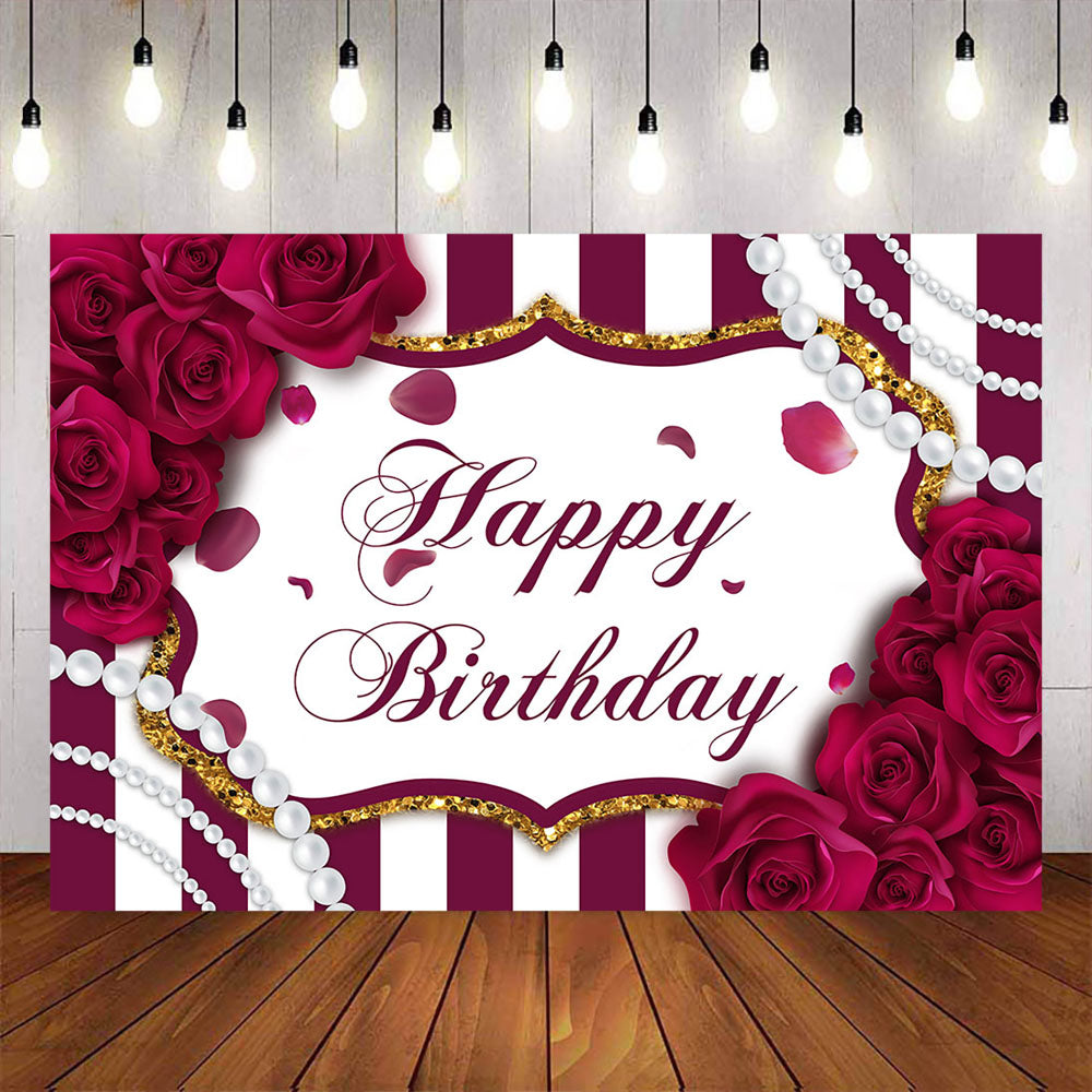 Mocsicka Rose and Pearls Adult Birthday Party Backgrounds-Mocsicka Party
