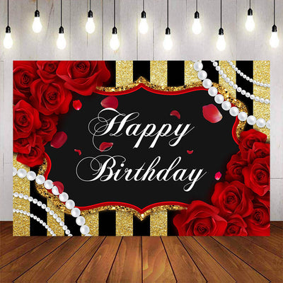 Mocsicka Rose and Pearls Golden Black Stripes Birthday Party Decor-Mocsicka Party