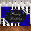 Mocsicka Blue Rose and Pearls Black White Stripes Birthday Backdrop-Mocsicka Party