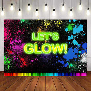 Mocsicka Let's Glow Splash Paint Happy Birthday Party Banners-Mocsicka Party