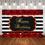 Mocsicka Red Rose Black and White Stripes Birthday Party Banners-Mocsicka Party