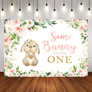 Mocsicka Little Bunny is Turning One Birthday Party Backdrop-Mocsicka Party