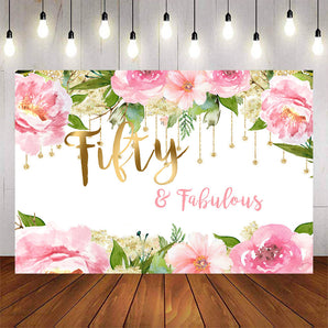 Mocsicka Fabulous Fifty Waterflower Birthday Party Backdrop-Mocsicka Party