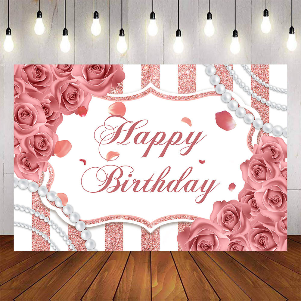 Mocsicka Rose and Stripes Happy Birthday Party Backgrounds-Mocsicka Party