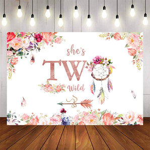 Mocsicka Two Wild Flowers and Dreamcatcher Birthday Party Banners-Mocsicka Party