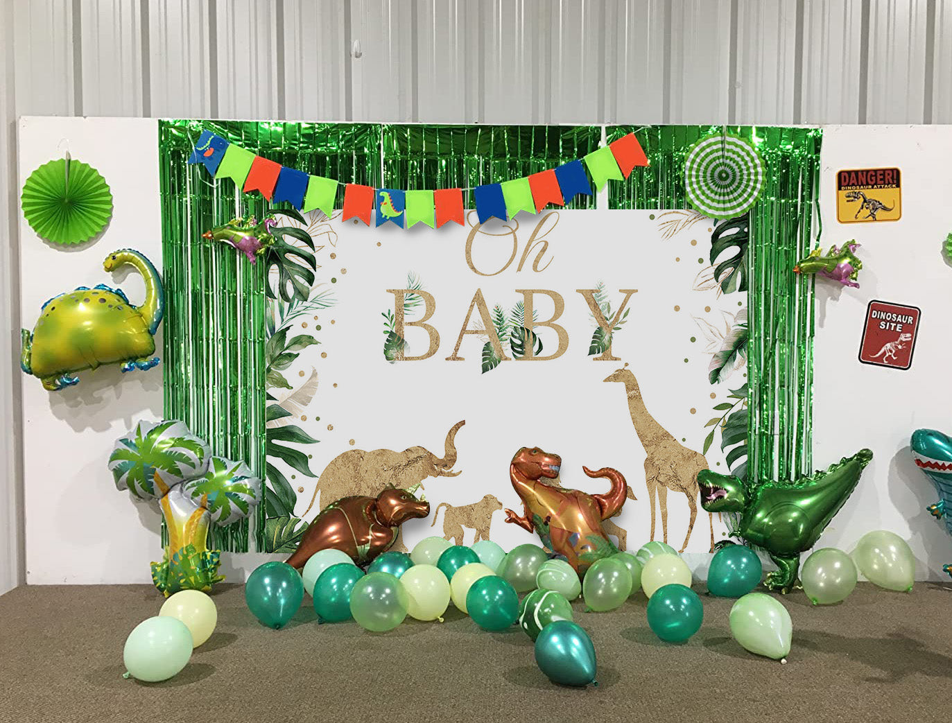 Mocsicka Oh Baby Golden Animals Plam Leaves Baby Shower Party Banners-Mocsicka Party