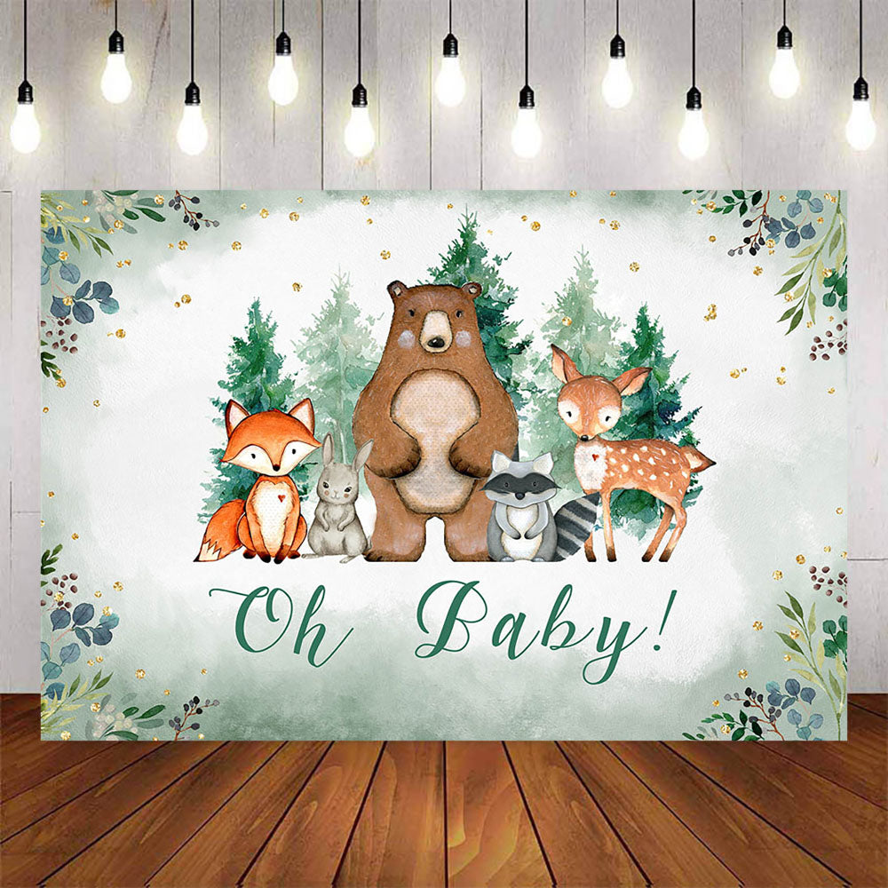 Mocsicka Wild Animals and Forest Baby Shower Party Backdrop-Mocsicka Party