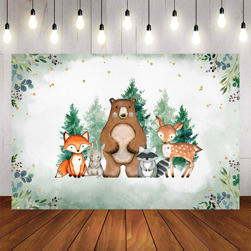 Mocsicka Wild Animals and Forest Baby Shower Party Backgrounds-Mocsicka Party