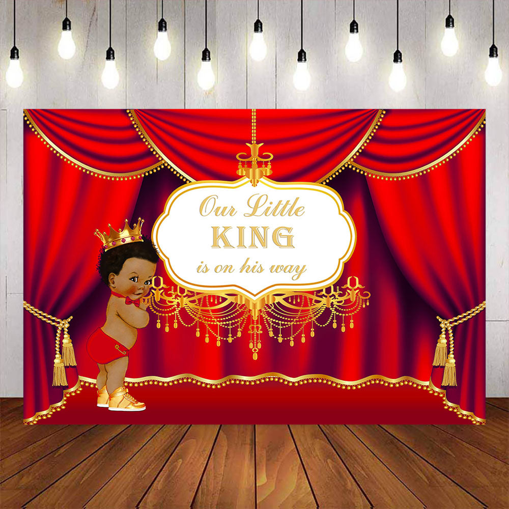 Mocsicka Our Little King is on His Way Baby Shower Party Backdrop-Mocsicka Party