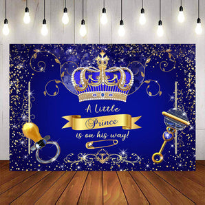 Mocsicka Blue Crown Little Prince Baby Shower Party Supplies