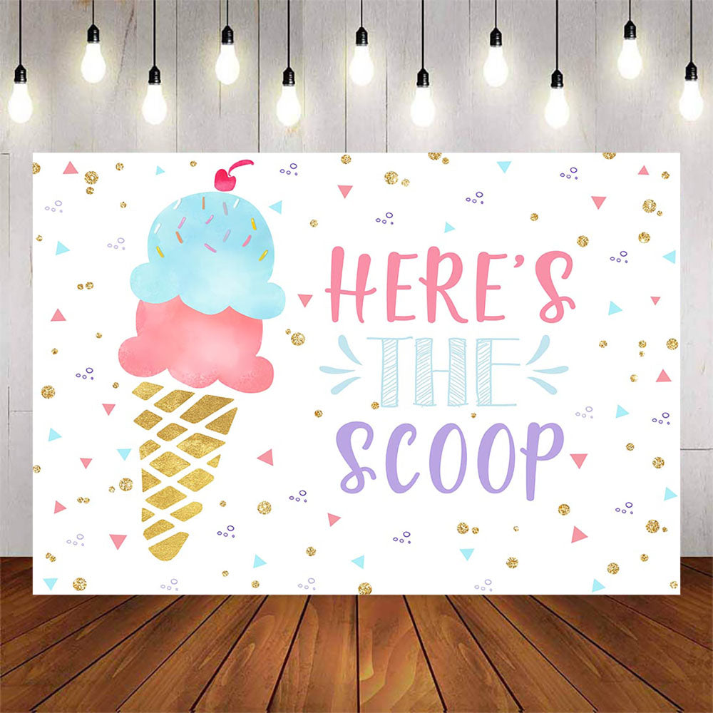 Mocsicka Here's the Scoop Ice Cream Theme Baby Shower Backdrop-Mocsicka Party