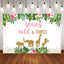 Mocsicka Young Wild Three Little Animals Plam Leaves Birthday Backgrounds-Mocsicka Party