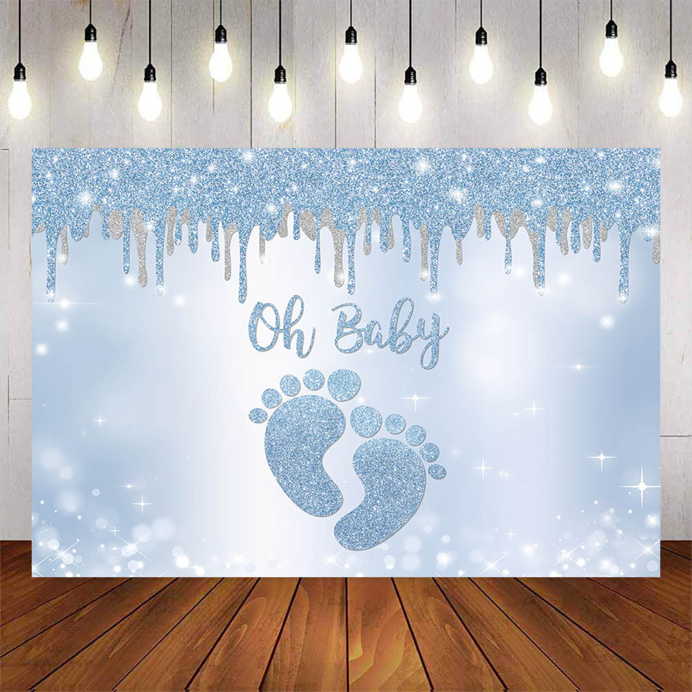 Mocsicka Footprint Baby Shower Party Backdrop Photo Banners-Mocsicka Party