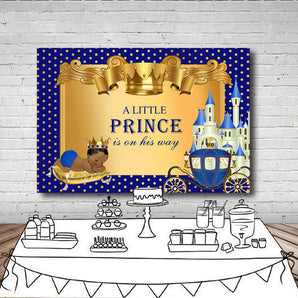 Mocsicka A Little Prince is on His Way Baby Shower Backdrop Carriage Castle Royal Boy Back Ground