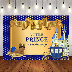 Mocsicka A Little Prince is on His Way Baby Shower Backdrop Carriage Castle Royal Boy Back Ground-Mocsicka Party