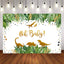 Mocsicka Golden Dinosaur Plam Leaves Baby Shower Backgrounds-Mocsicka Party