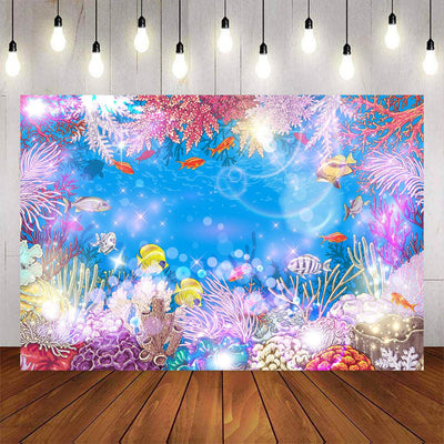 Mocsicka Shining Underwater World Background Mermaid Baby Shower Backdrop-Mocsicka Party