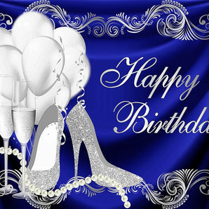 Mocsicka Royal Blue Happy Birthday Party Backdrop-Mocsicka Party