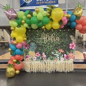 Mocsicka Hawaii Flowers Green Leaves Aloha Baby Shower Backdrop