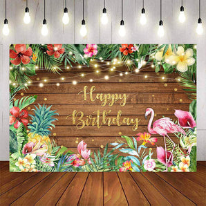 Mocsicka Hawaii Theme Flamingo Happy Birthday Backgrounds-Mocsicka Party