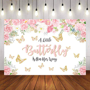Mocsicka Spring Flowers and Butterfly Baby Shower Backdrops-Mocsicka Party