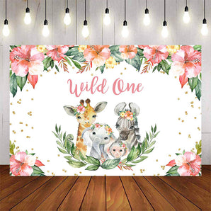 Mocsicka Wild One Little Animals Happy 1st Birthday Party Backdrop-Mocsicka Party