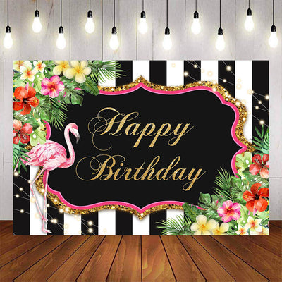 Mocsicka Spring Flowers and Stripes Happy Birthday Back Ground-Mocsicka Party