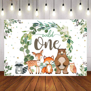 Mocsicka Wild Animals and Leaves Happy 1st Birthday Party Decor-Mocsicka Party