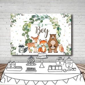Mocsicka It's a Boy Wild Animals and Leaves Baby Shower Party Decor