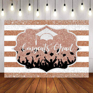 Mocsicka Stripes and Pink Dots Congrats Grad Party Backdrops-Mocsicka Party