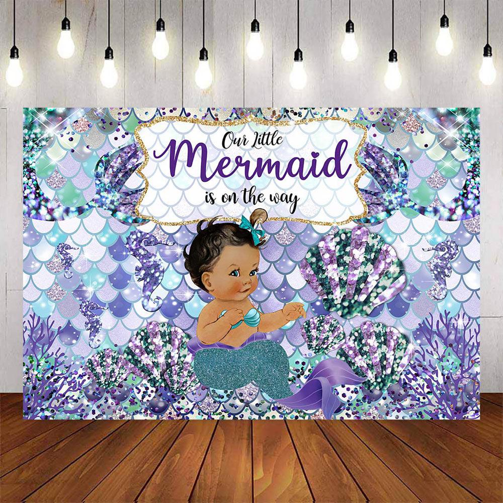 Mocsicka Little Mermaid Baby Shower Party Backdrops-Mocsicka Party