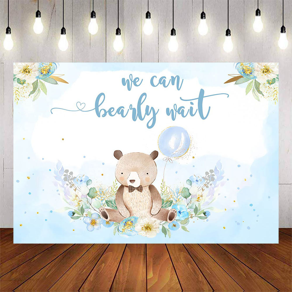 Mocsicka We can Bearly Wait Cute Bear Baby Shower Party Backdrop-Mocsicka Party