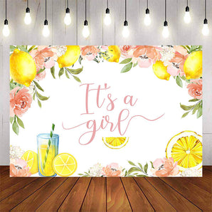 Mocsicka It's a Girl Lemon Flowers Baby Shower Party Banners-Mocsicka Party