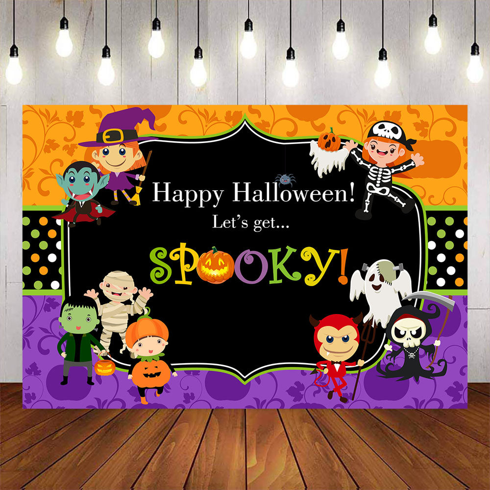 Mocsicka Let's Get Spooky Backdrop Happy Halloween Photo Background-Mocsicka Party