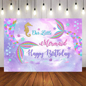 Mocsicka Little Mermaid Theme Happy Birthday Party Banners-Mocsicka Party