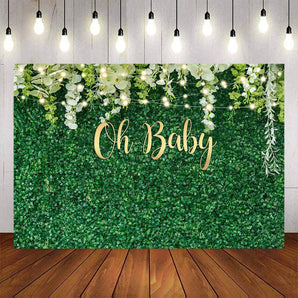 Mocsicka Green Grass and Flowers Oh Baby Shower Party Banners-Mocsicka Party