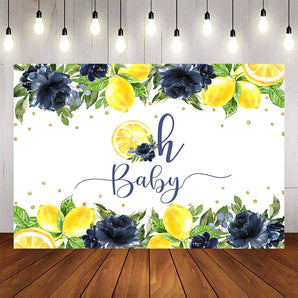 Mocsicka Lemon and Flowers Oh Baby Shower Party Banners-Mocsicka Party