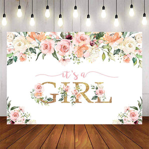 Mocsicka It's a Girl Spring Floral Baby Shower Background-Mocsicka Party