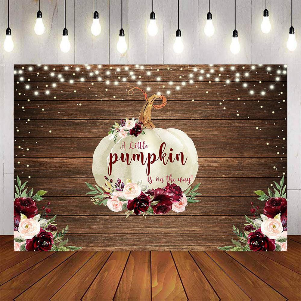 Mocsicka A Little Pumpkin is on the Way Baby Shower Backdrop-Mocsicka Party