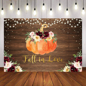 Mocsicka Pumpkin and Wooden Floor Fall in Love Theme Party Decor-Mocsicka Party