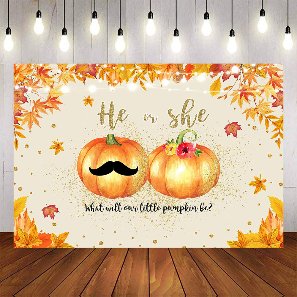 Mocsicka Pumpkin Theme He or She Baby Shower Party Banners-Mocsicka Party