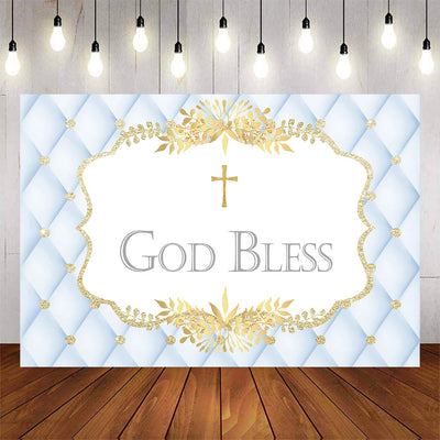 Mocsicka Gold Cross and Dots God Bless Party Backdrops-Mocsicka Party