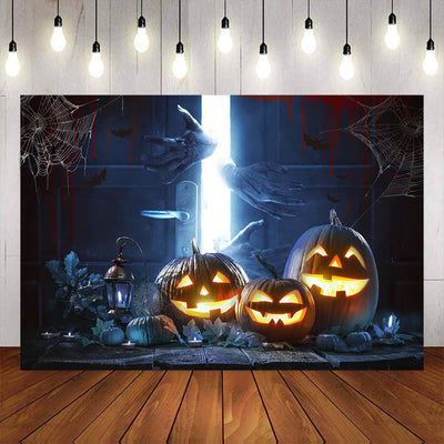 Mocsicka Pumpkin and Spider Web Halloween Theme Background-Mocsicka Party