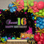Mocsicka Splash Paint and Radio Sweet 16 Happy Birthday Backdrop-Mocsicka Party