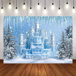 Mocsicka Winter Crystal Castle and Snow Party Backdrops-Mocsicka Party