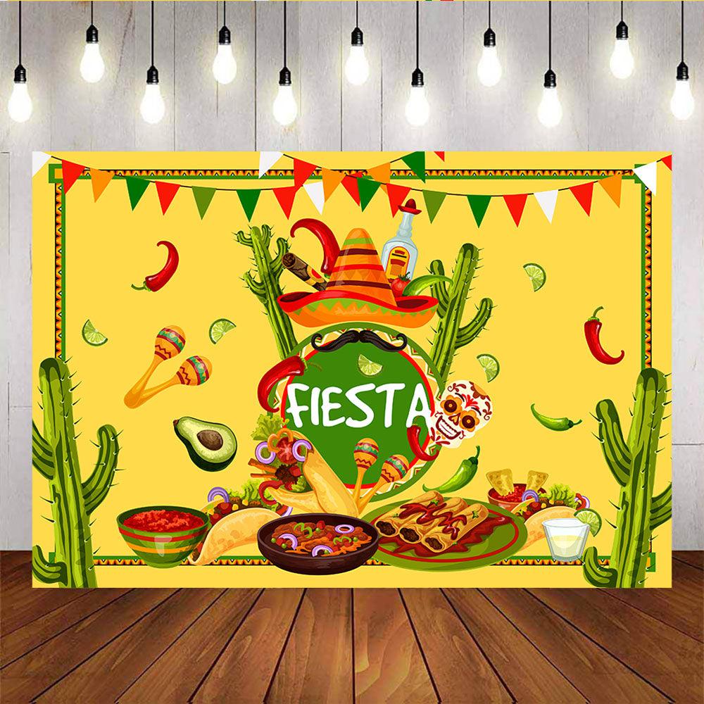 Mocsicka Fiesta Theme Party Decor Props Mexican Barbecue Cactus Birthday Backdrop-Mocsicka Party