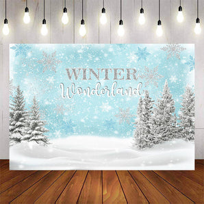 Mocsicka Winter Wondeland Snowflakes Boy Baby Shower Backdrop-Mocsicka Party
