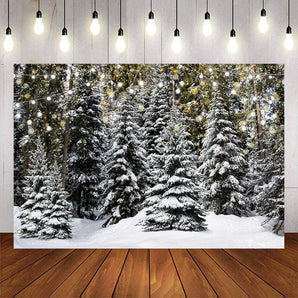 Mocsicka Snow and Forest Glowing Dots Photo Backdrop-Mocsicka Party