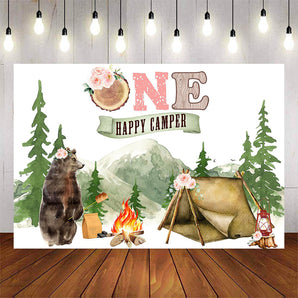 Mocsicka Happy Camper First Birthday Party Backdrop-Mocsicka Party