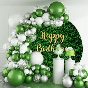 Mocsicka Green Leaves Happy Birthday Round Cover-Mocsicka Party